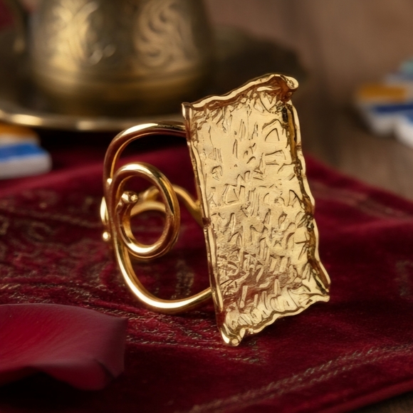 🆕️Turkish Artisan 18K Gold Plated Brass Adjustable Trendy Luxury Cocktail Ring - Picture 8 of 13